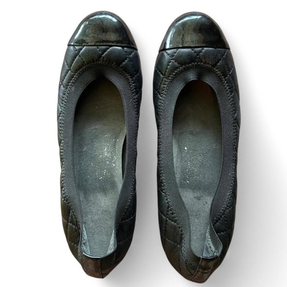Stuart Weitzman Black Quilted Leather Ballet Flats - Picture 1 of 3